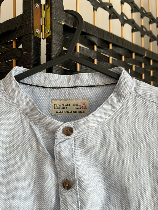 ZARA Kids Light Blue Formal Long sleeve Grandad Collar Used once Boys 10-12 y/o