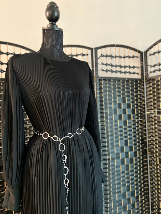 KILN John Lewis Brand Pleated Long Dress Black, (belt not included, priced separately) One Size Dress