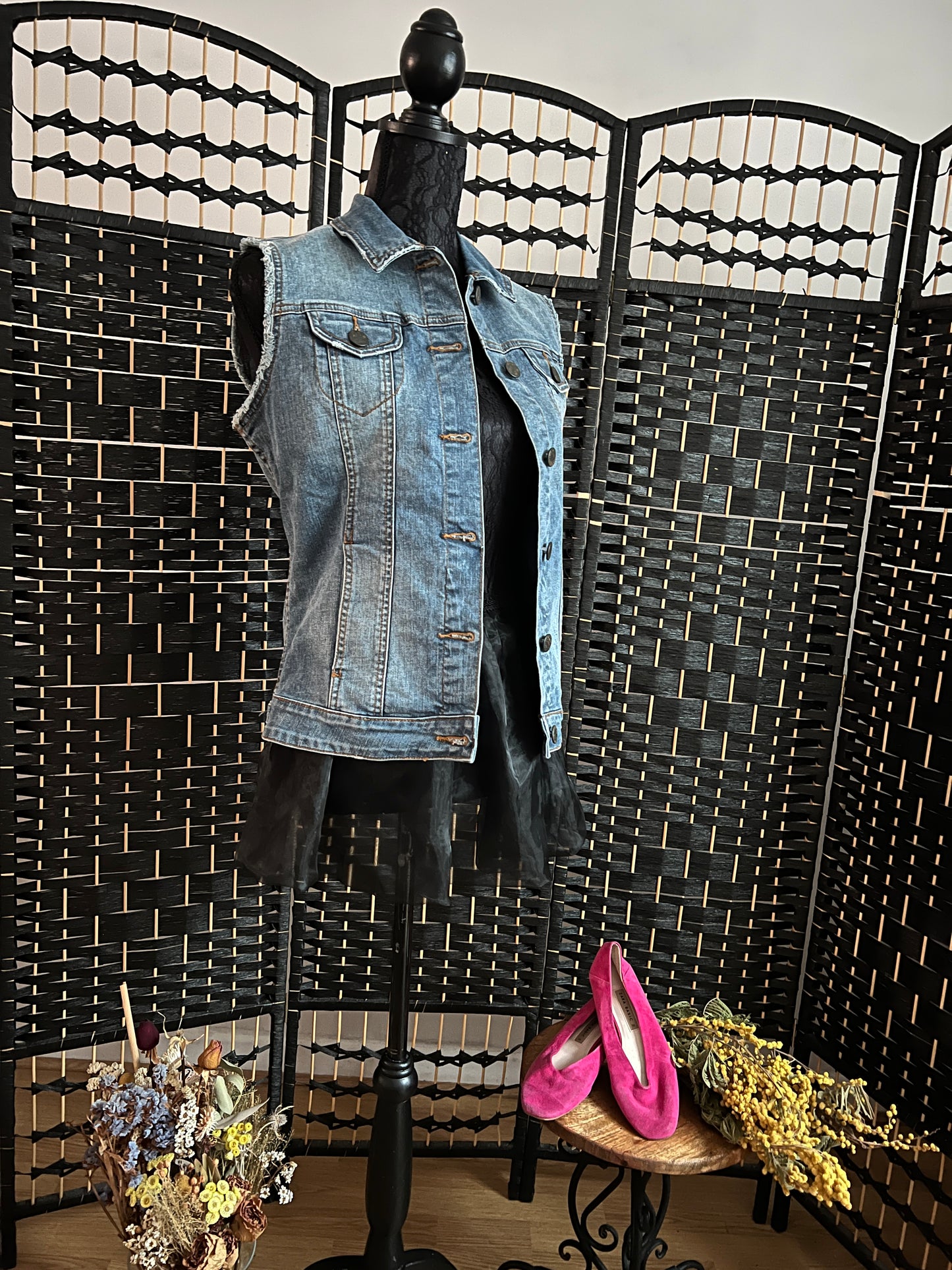 Fat Face Denim Sleeveless Jacket Size M