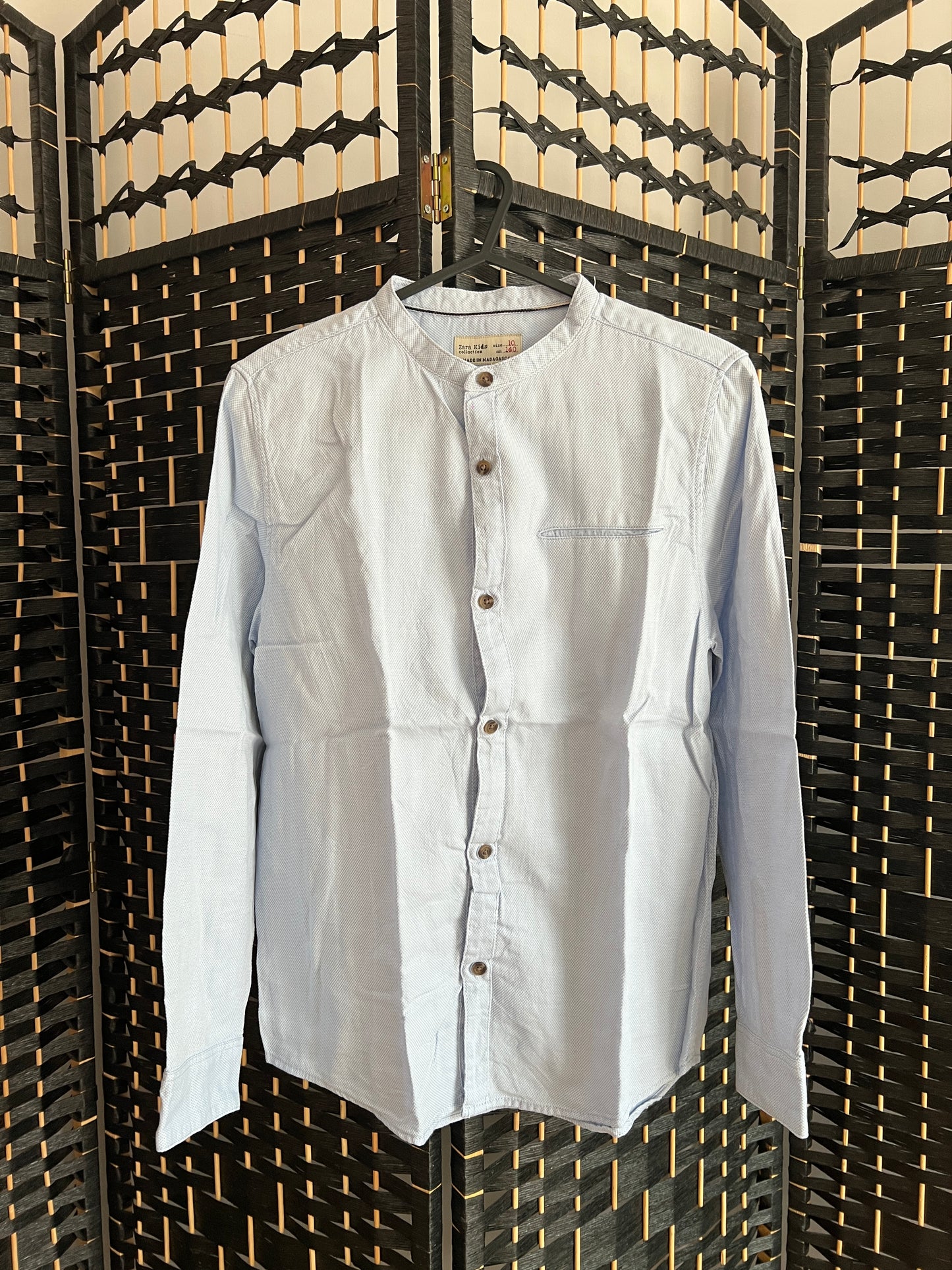 ZARA Kids Light Blue Formal Long sleeve Grandad Collar Used once Boys 10-12 y/o