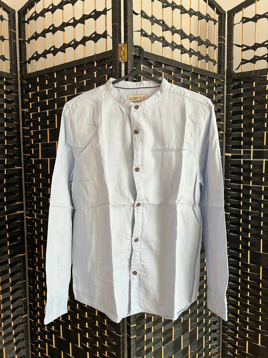 ZARA Kids Light Blue Formal Long sleeve Grandad Collar Used once Boys 10-12 y/o