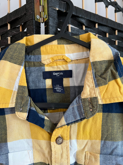 GAP kids Yellow Checkered Long sleeve Polo Shirt Formal Used once Boys 10-12 y/o