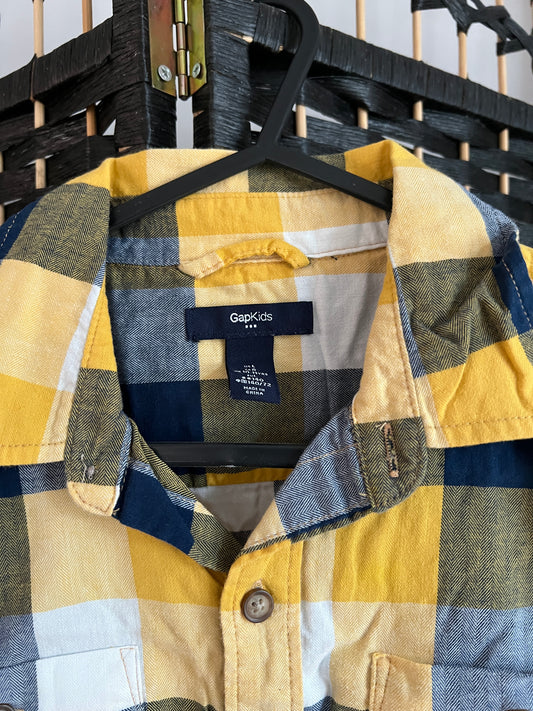 GAP kids Yellow Checkered Long sleeve Polo Shirt Formal Used once Boys 10-12 y/o