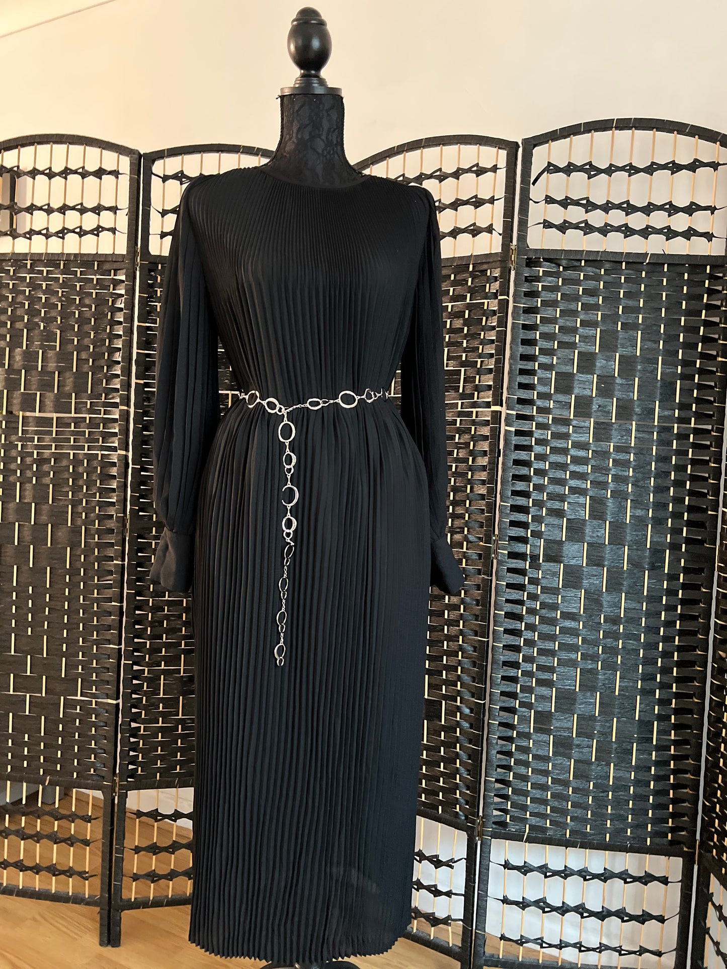 KILN John Lewis Brand Pleated Long Dress Black, (belt not included, priced separately) One Size Dress