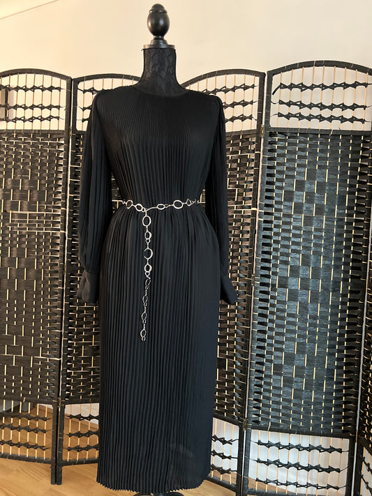 KILN John Lewis Brand Pleated Long Dress Black, (belt not included, priced separately) One Size Dress