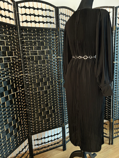 KILN John Lewis Brand Pleated Long Dress Black, (belt not included, priced separately) One Size Dress