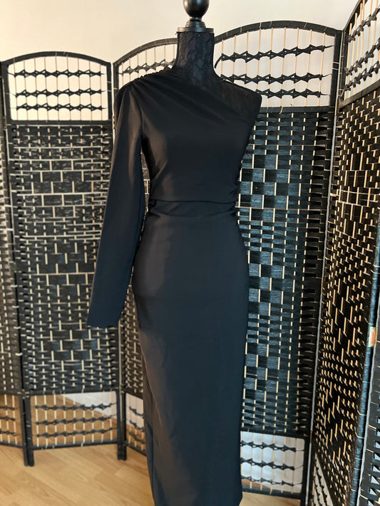 Zara One-sleeve Long Formal Midi Dress (New) S