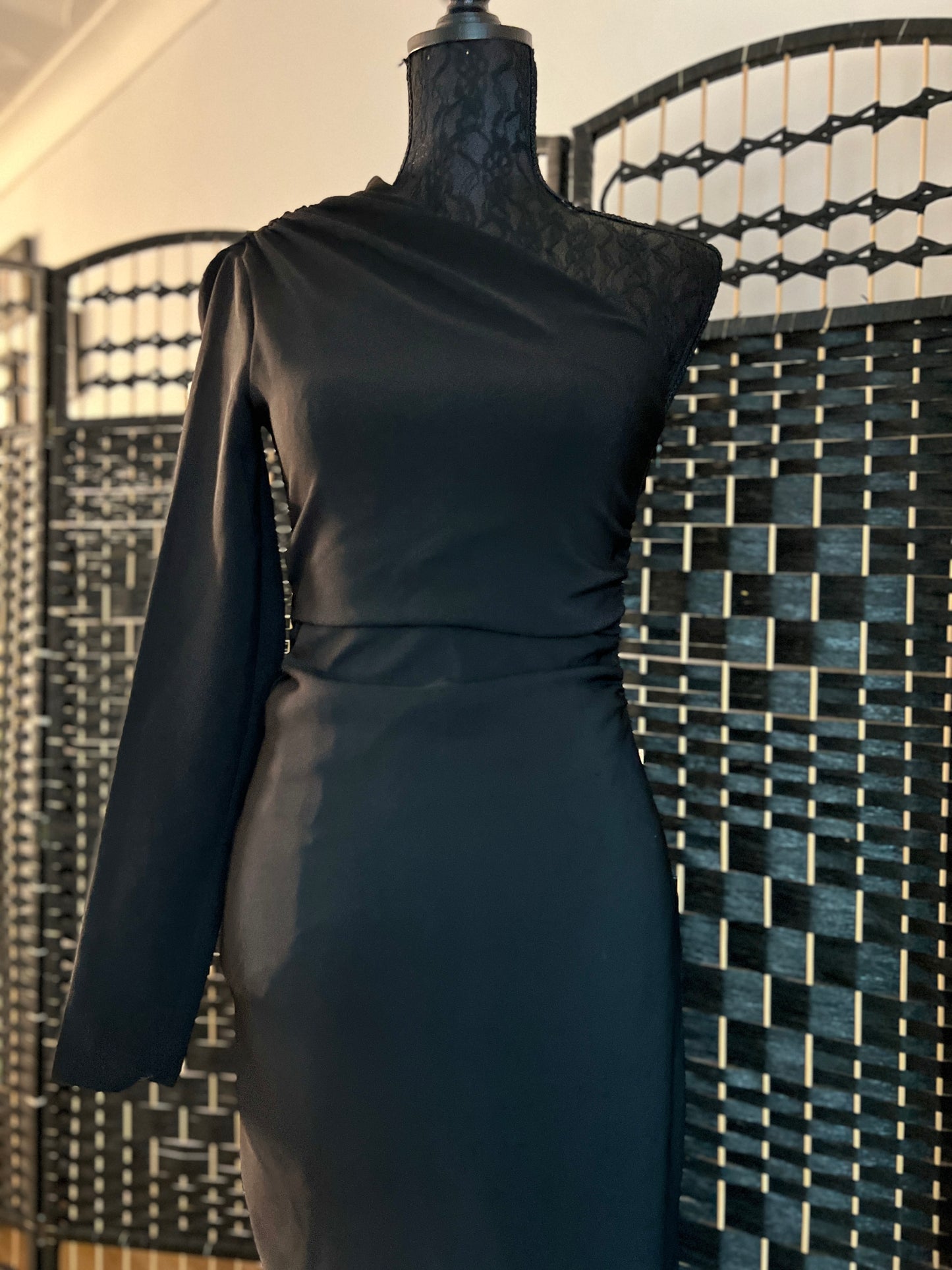 Zara One-sleeve Long Formal Midi Dress (New) S