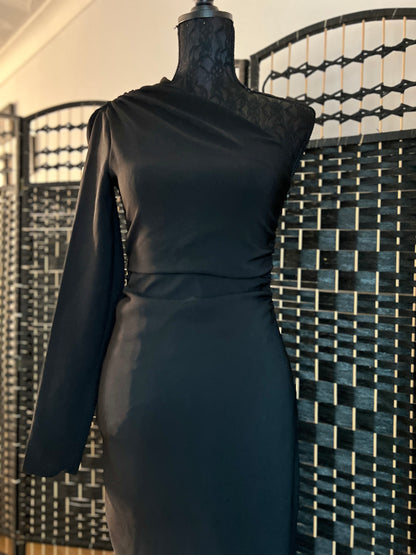 Zara One-sleeve Long Formal Midi Dress (New) S