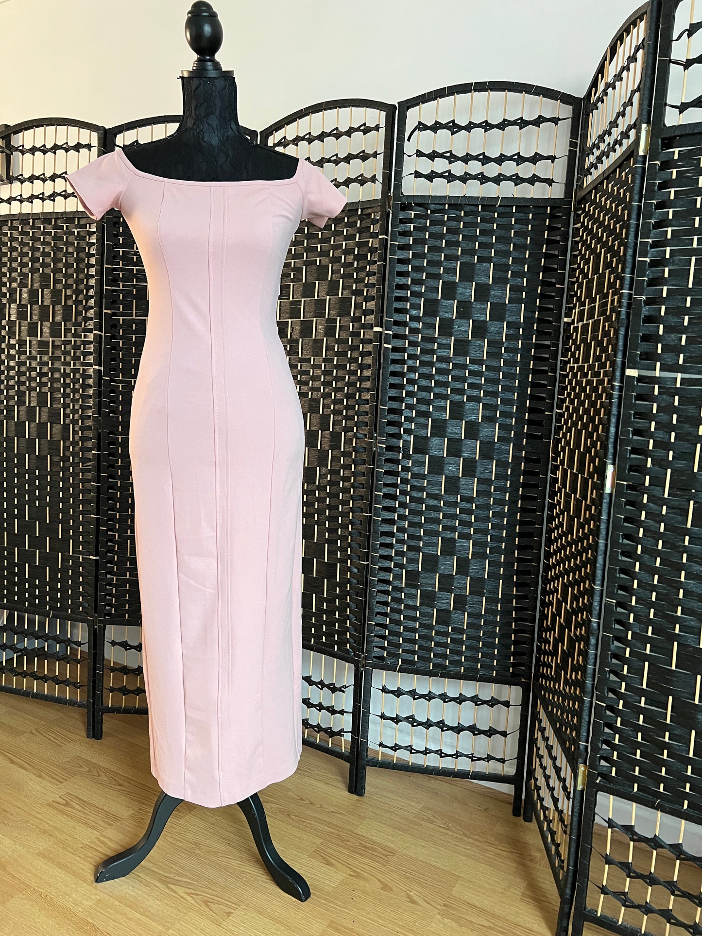 ZARA Pale Pink Midi party dress, cold shoulder, New with tag, Size XS