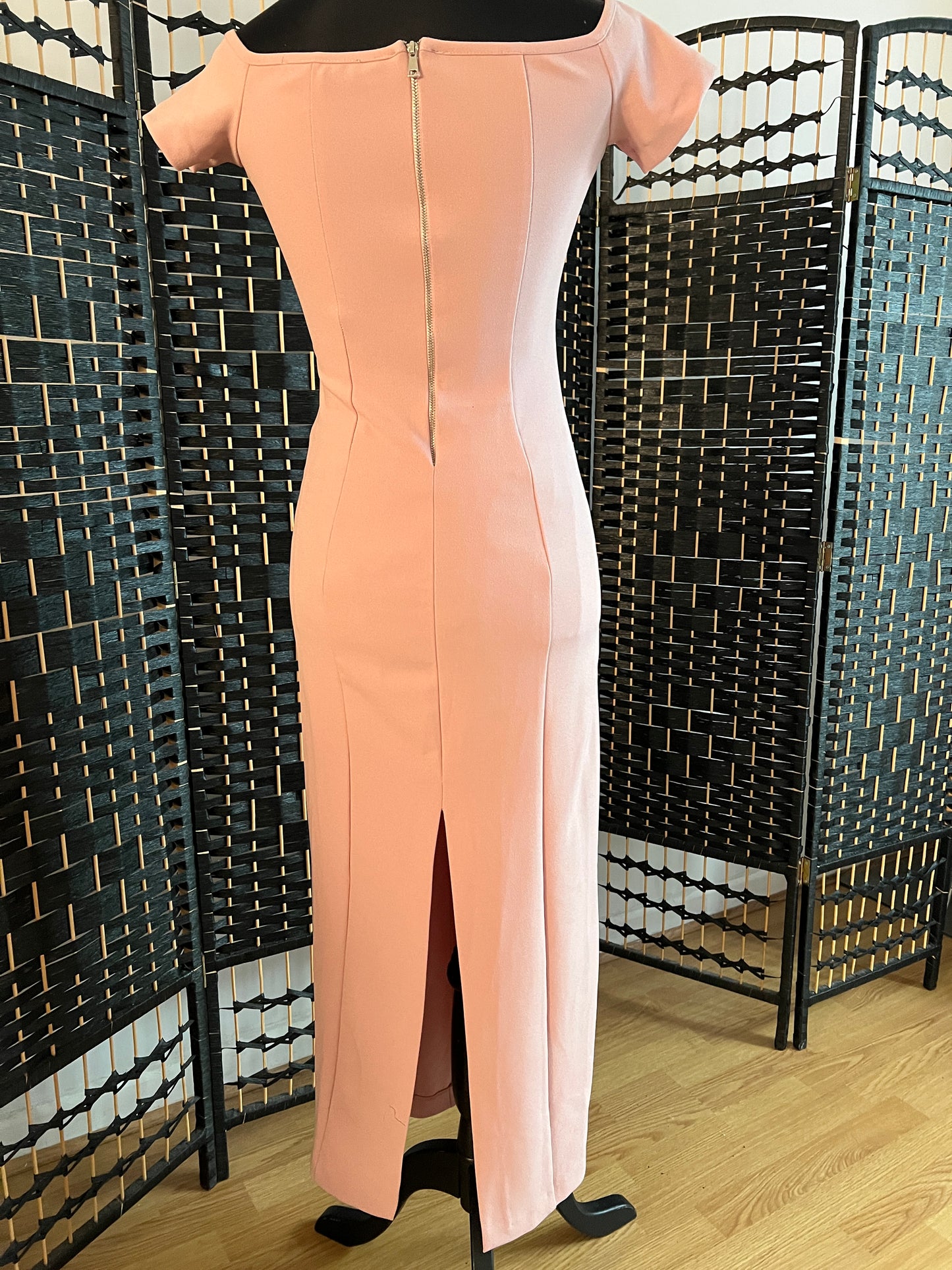 ZARA Pale Pink Midi party dress, cold shoulder, New with tag, Size XS