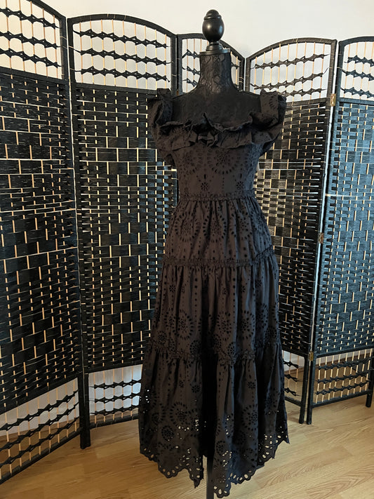 ZARA Dress Embroidered Off Shoulder Size S, New with tag