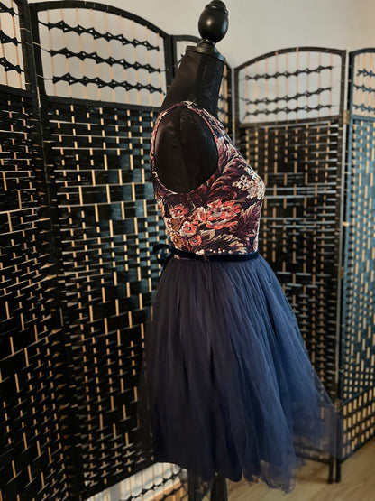 Miss Selfridge Floral Dress Navy Blue Tulle Skirt Used once Size S