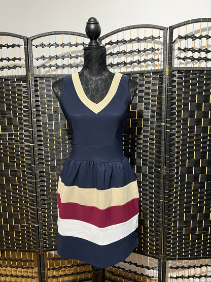 Cutie Vintage Dress with Big Striped Skirt Blue/Cream/Red/White Used once Size S