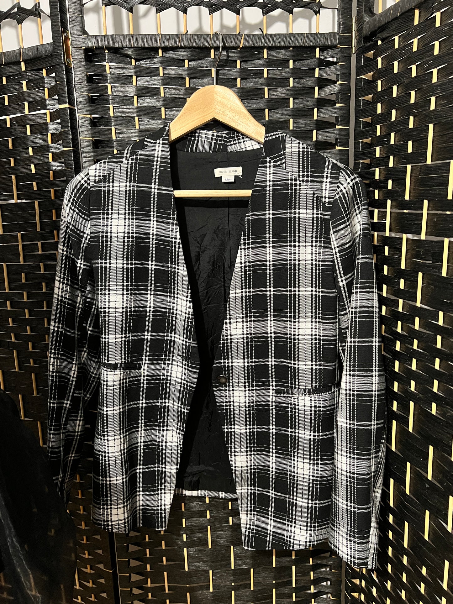 River Island Black/White Checkered Blazer Used once Size XS