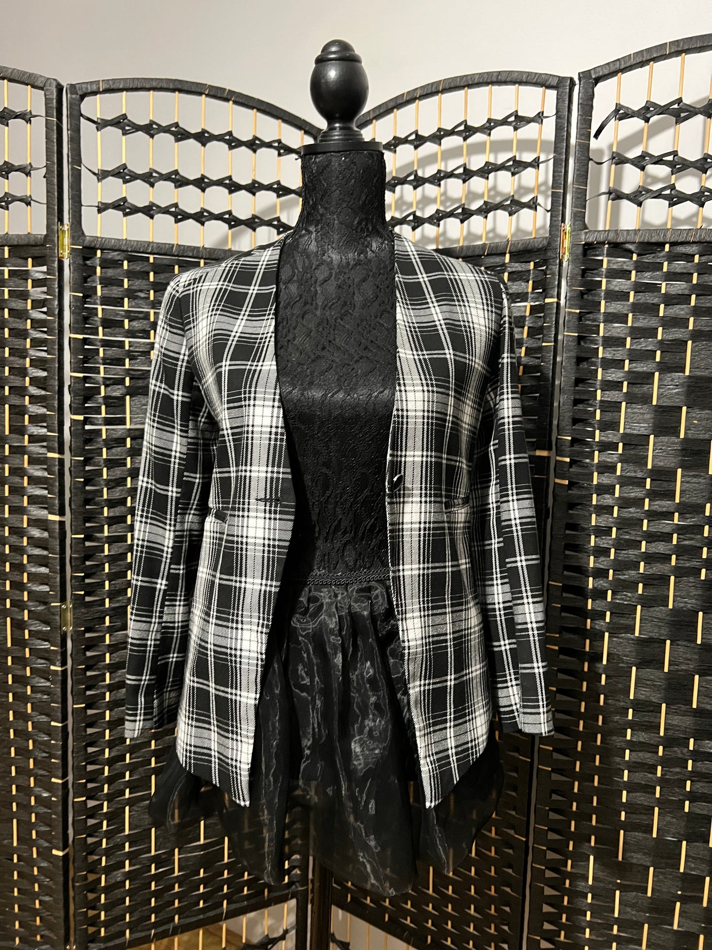 River Island Black/White Checkered Blazer Used once Size XS