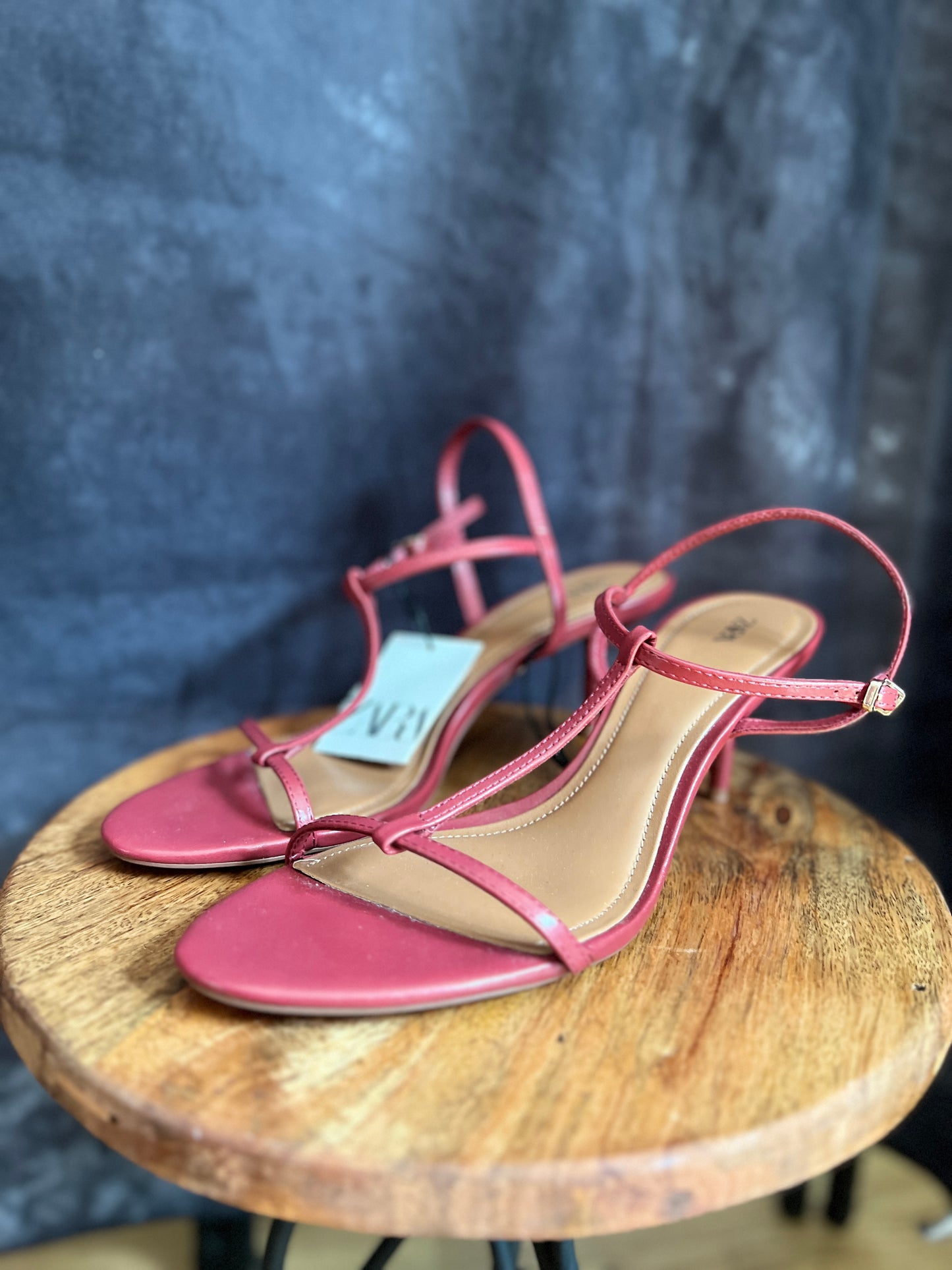 ZARA Strappy Heel Shoes Pink New Size 8 UK