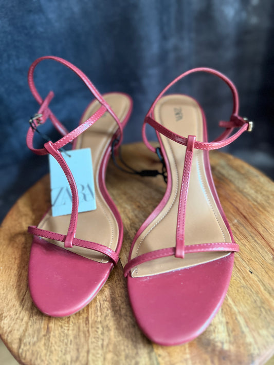 ZARA Strappy Heel Shoes Pink New Size 8 UK