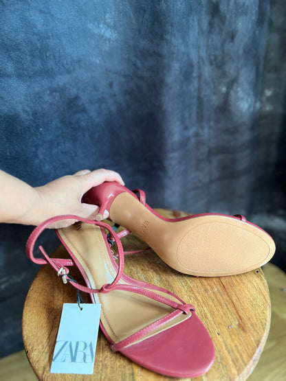 ZARA Strappy Heel Shoes Pink New Size 8 UK