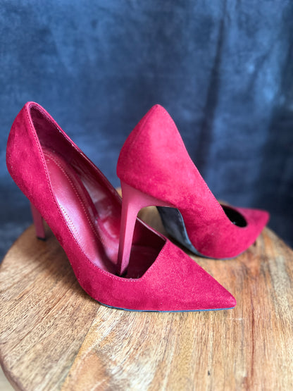 Bershka Red Suede Stilletos New Size 3 UK