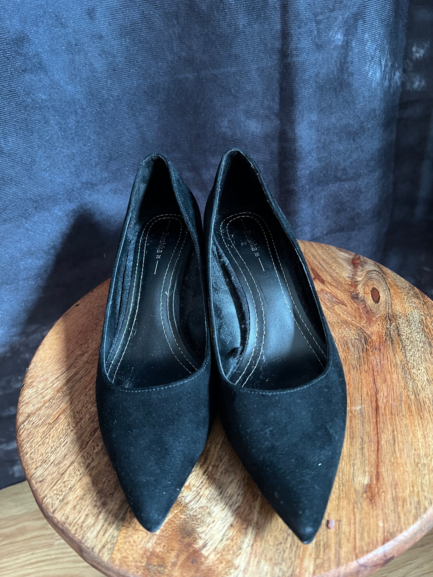 Bershka Black Suede Shoes with Glass Heel New Size 3 UK