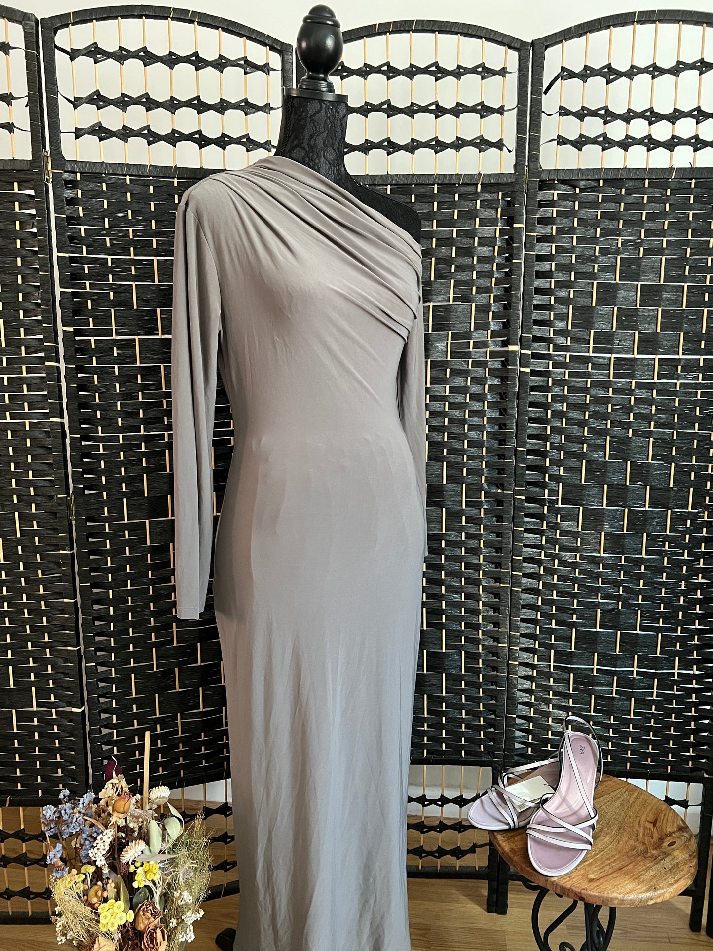 Reserved Long Cotton One-shoulder Dress Pantone Used once One Size