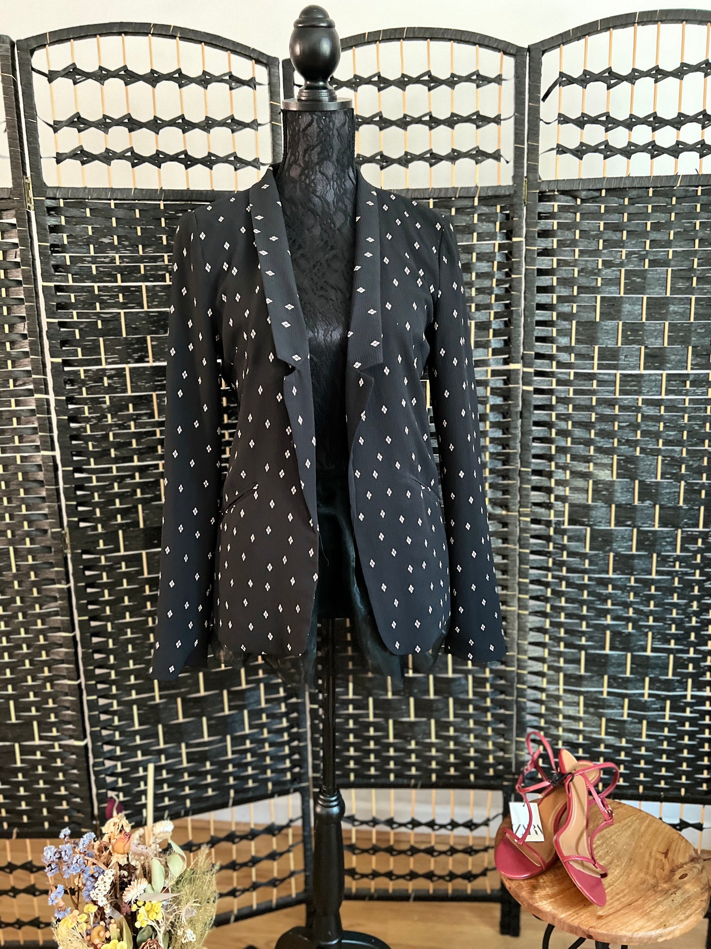 Vila Black Blazer Diamond Detail Used once Size Small