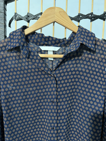 H&M Blue Dotted Pattern Sleeveless Blouse Pre-owned Size S