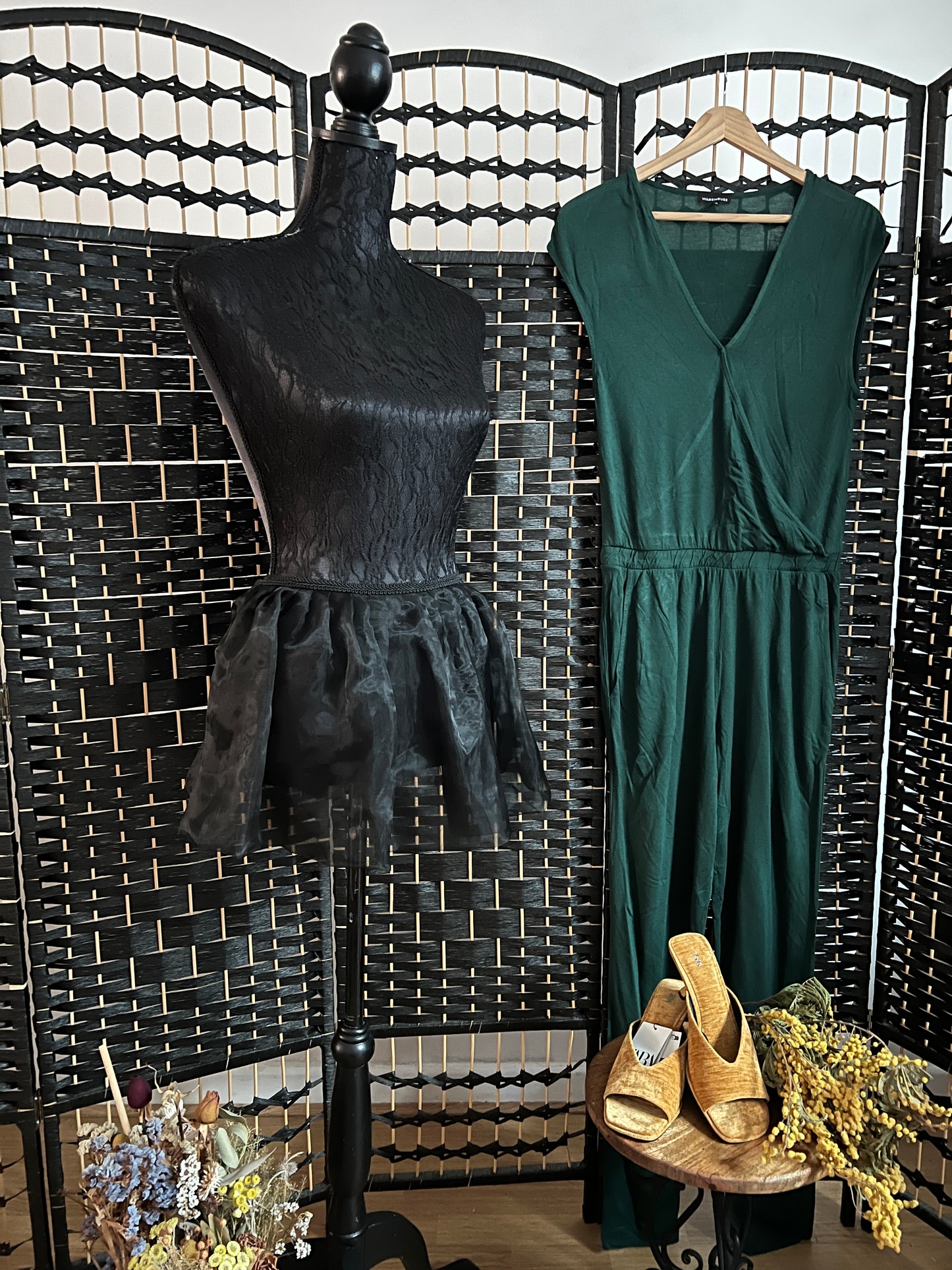 Warehouse Green Cotton Jumpsuit Pre-owned Size S/M