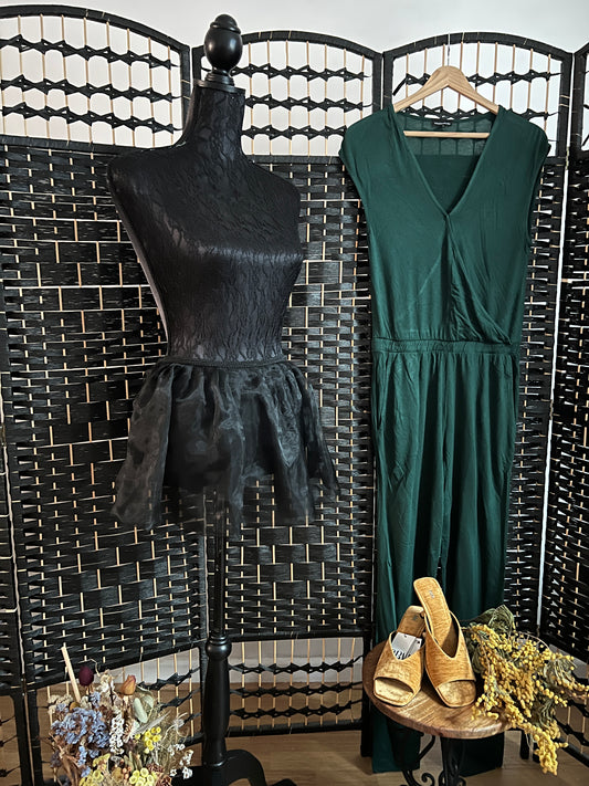 Warehouse Green Cotton Jumpsuit Pre-owned Size S/M