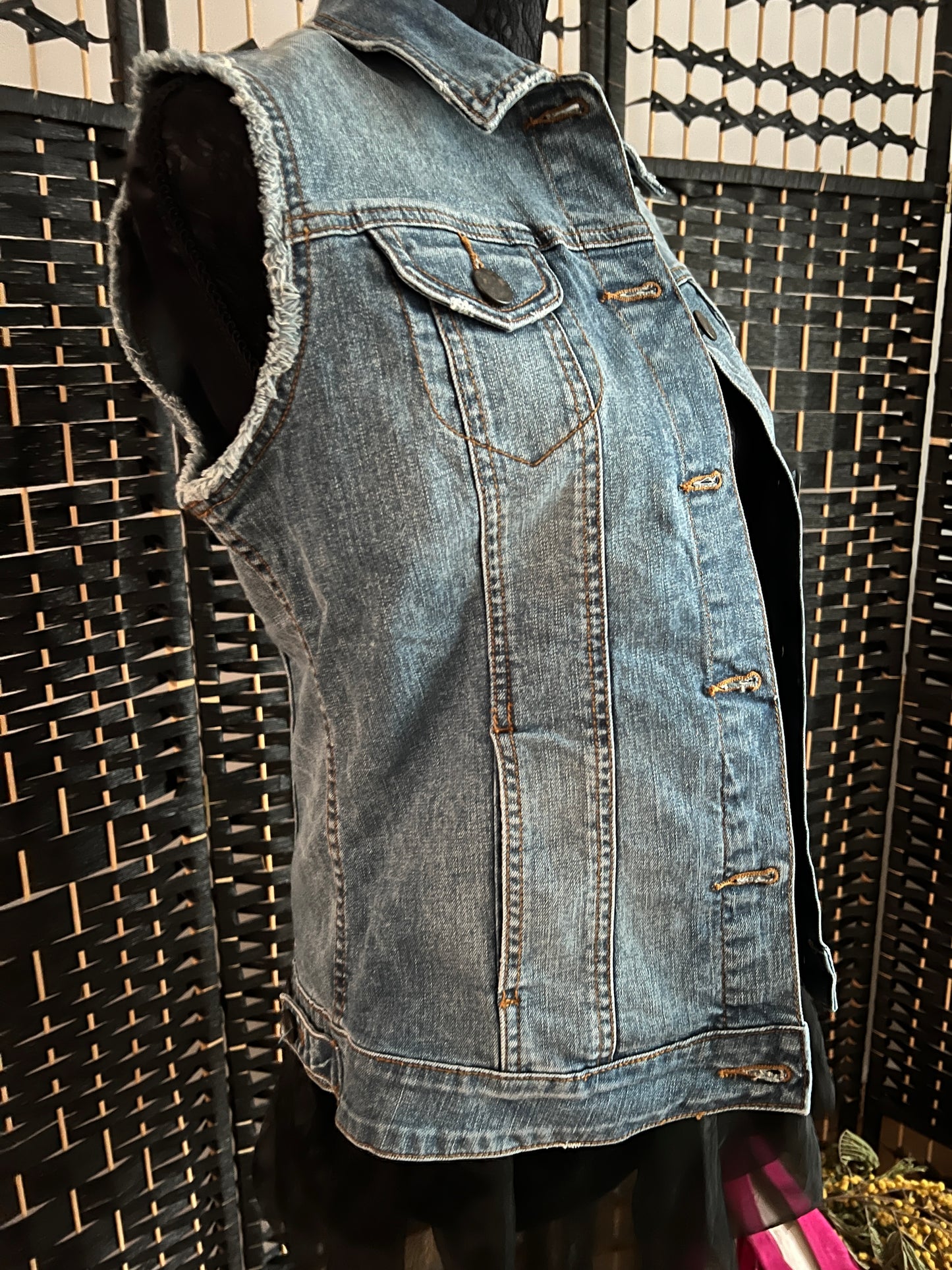Fat Face Denim Sleeveless Jacket Size M