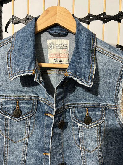 Fat Face Denim Sleeveless Jacket Size M