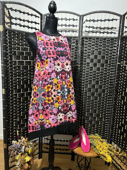 Miss Selfridge Pink Floral Day Dress Pre-owned Size S