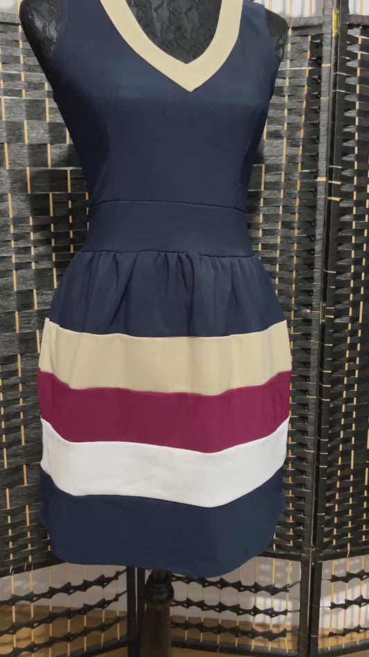 Cutie Vintage Dress with Big Striped Skirt Blue/Cream/Red/White Used once Size S
