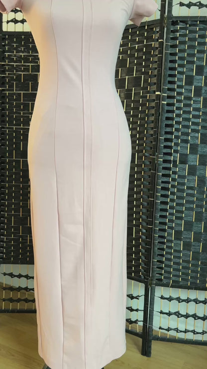 ZARA Pale Pink Midi party dress, cold shoulder, New with tag, Size XS